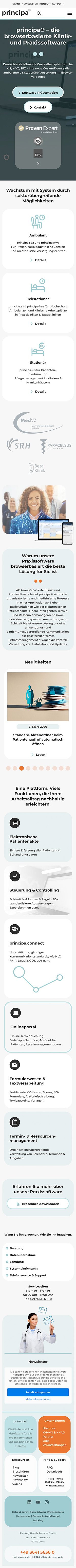 principa health mobile Ansicht