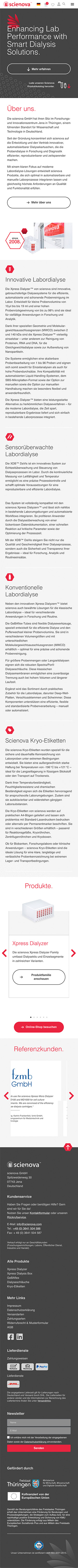 scienova.com mobile Ansicht